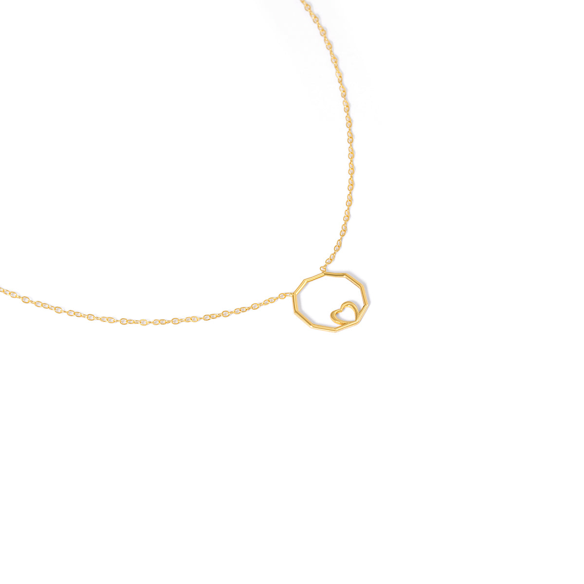 Heart-in-Decagon Pendant Necklace
