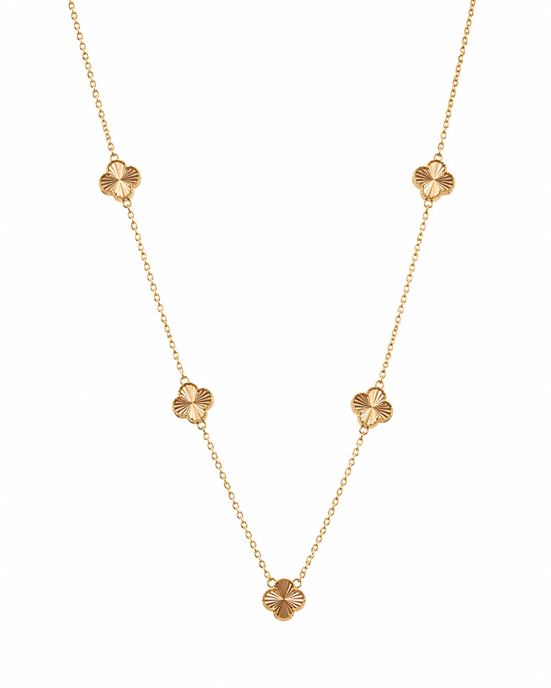 Van Cleef Style Double-Sided Mother of Pearl & Laser Cut Clover Necklace