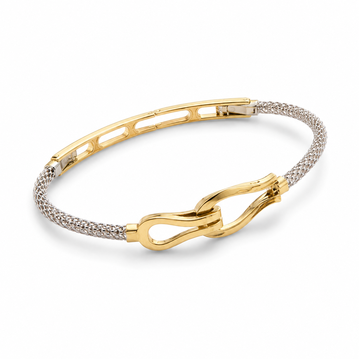Reversible Two-Tone Mesh Link Bangle