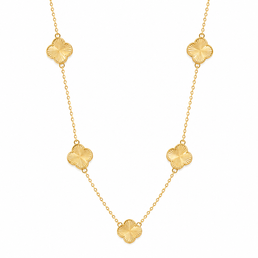 Dual-Finish 5 Motif Clover Necklace