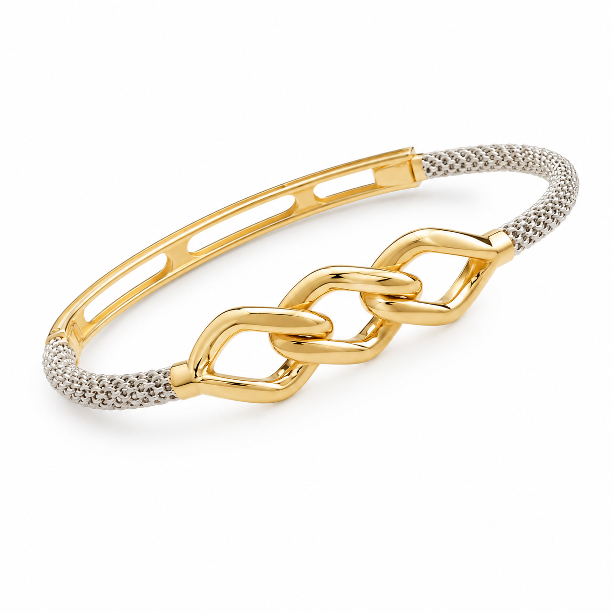 Two-Tone Linked Mesh Bangle
