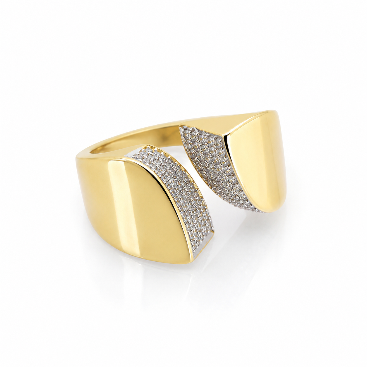 Luxe Two-Tone Pavé Open Ring
