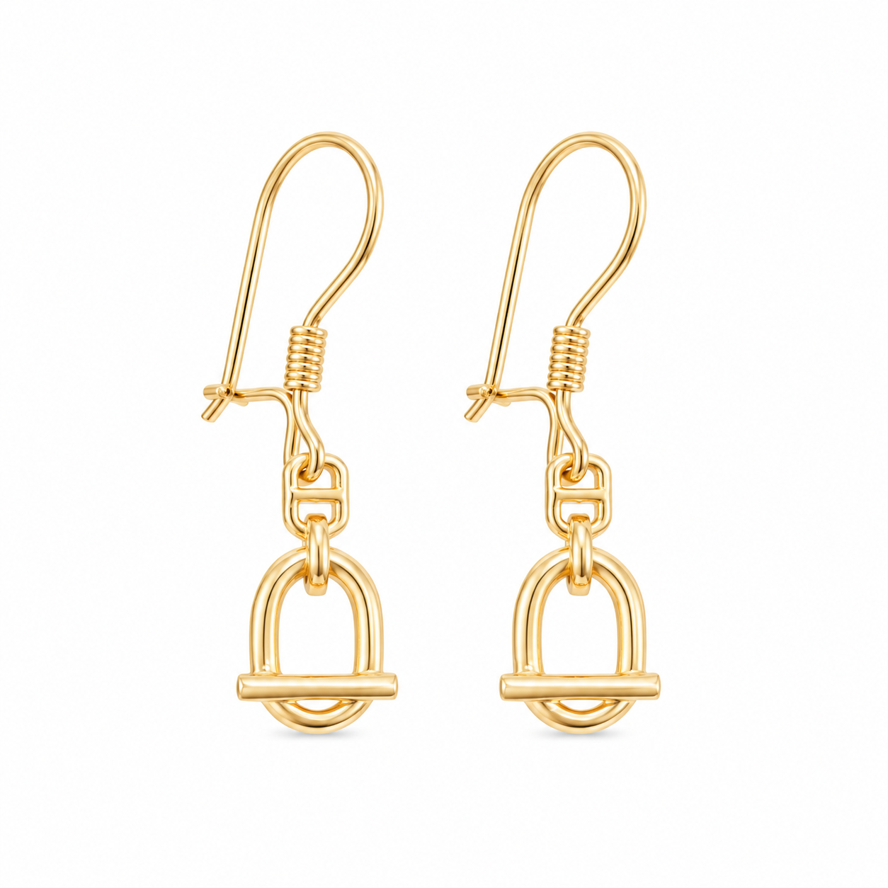 Golden Stirrup Drop Earrings