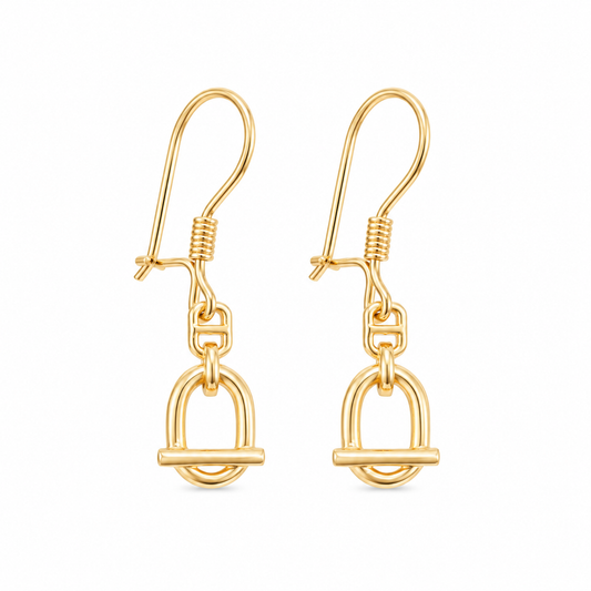 Golden Stirrup Drop Earrings