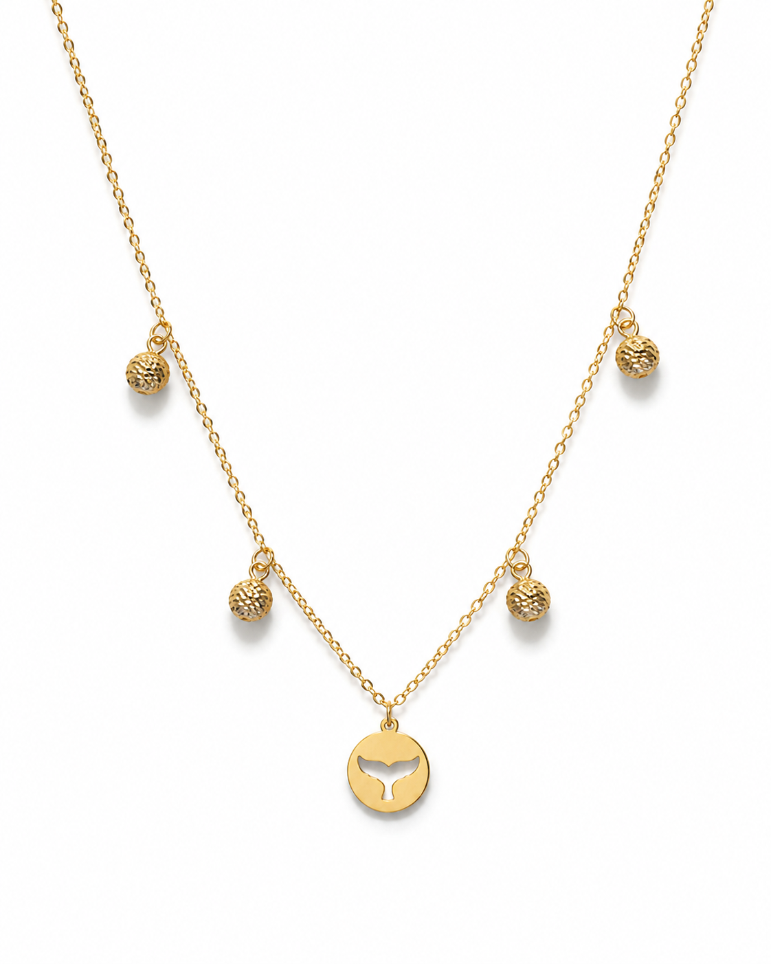 Golden Whale Tail Bead Necklace