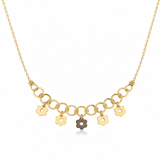 Golden Daisy Charm Necklace