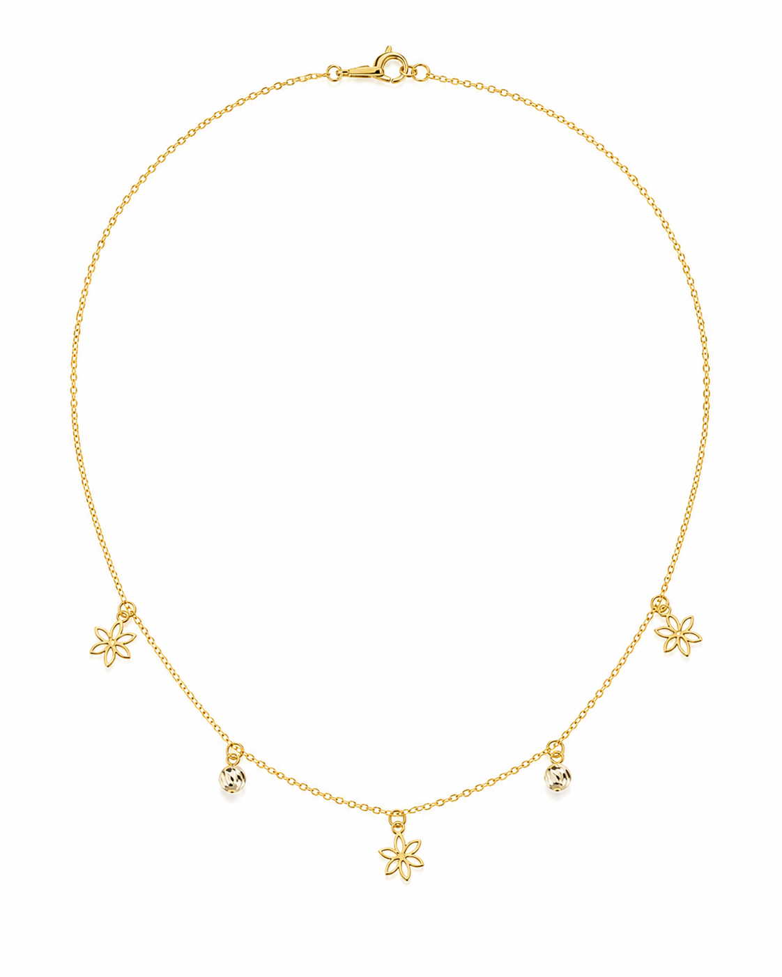 Flower and Ball Hanging Necklace