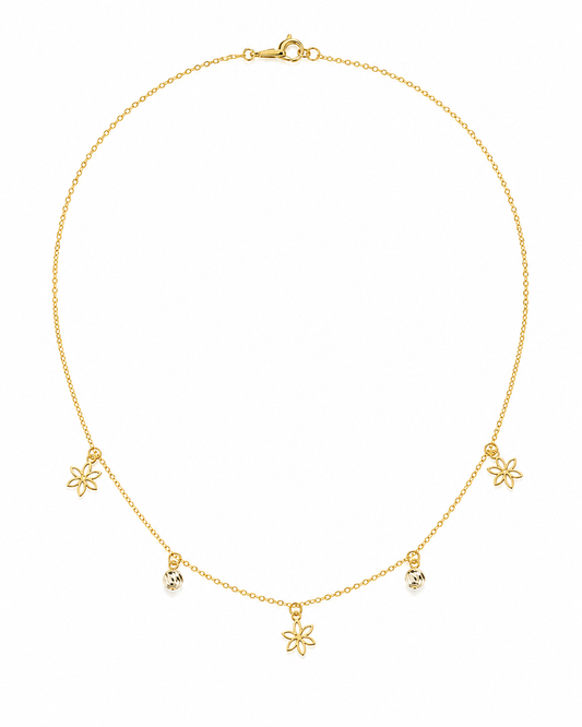 Flower and Ball Hanging Necklace