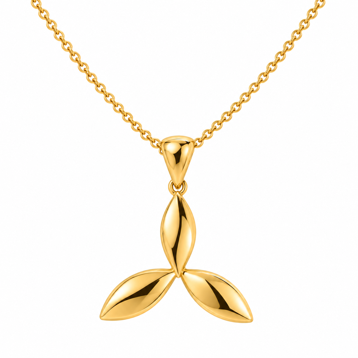 Golden Three-Leaf Pendant Necklace