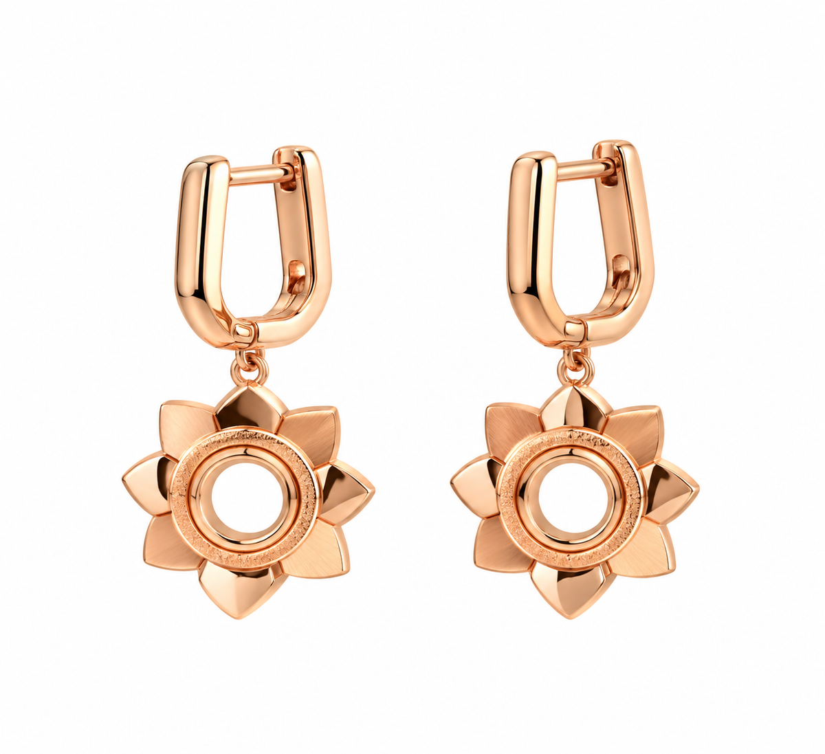 Rose Gold Sunburst Drop Earrings