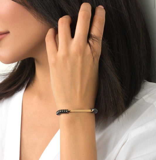 Frame gold & cord bracelet