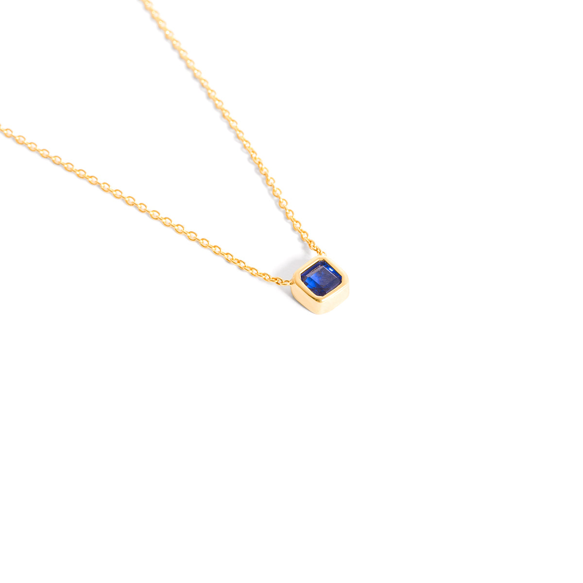 Square Pendant Necklace with Blue Crystal
