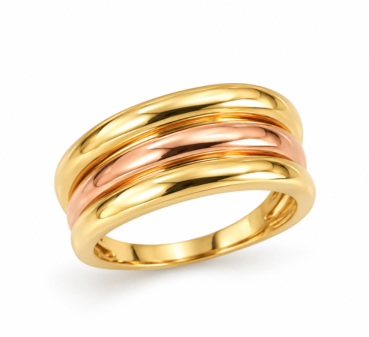 Two-Tone Triple Row Ring