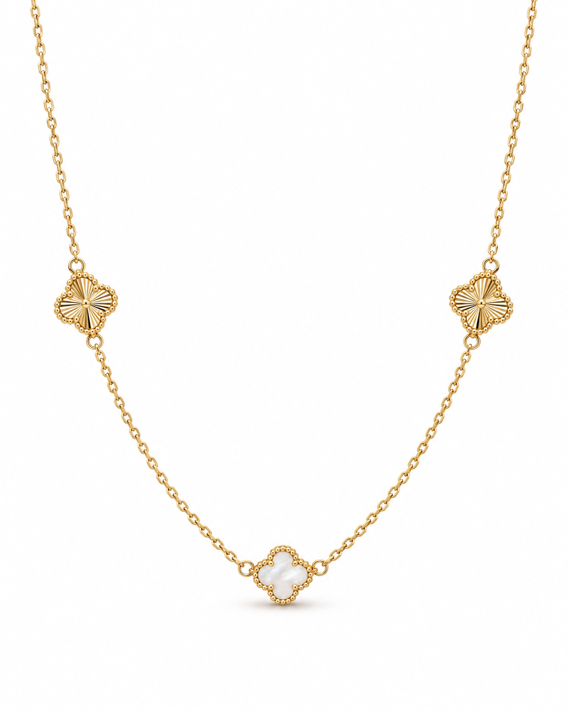 Mother of Pearl & Laser Cut Clover Necklace
