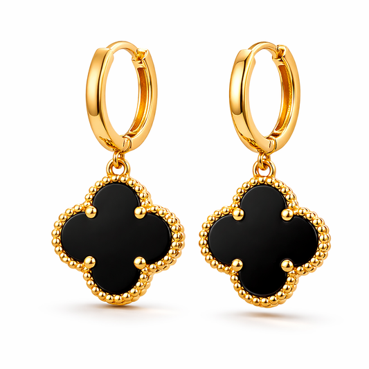 Midnight Clover Drop Earrings