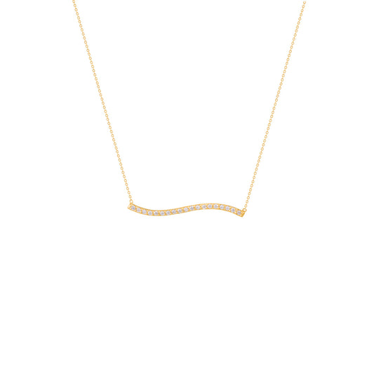 Curved Pendant Necklace with Crystals