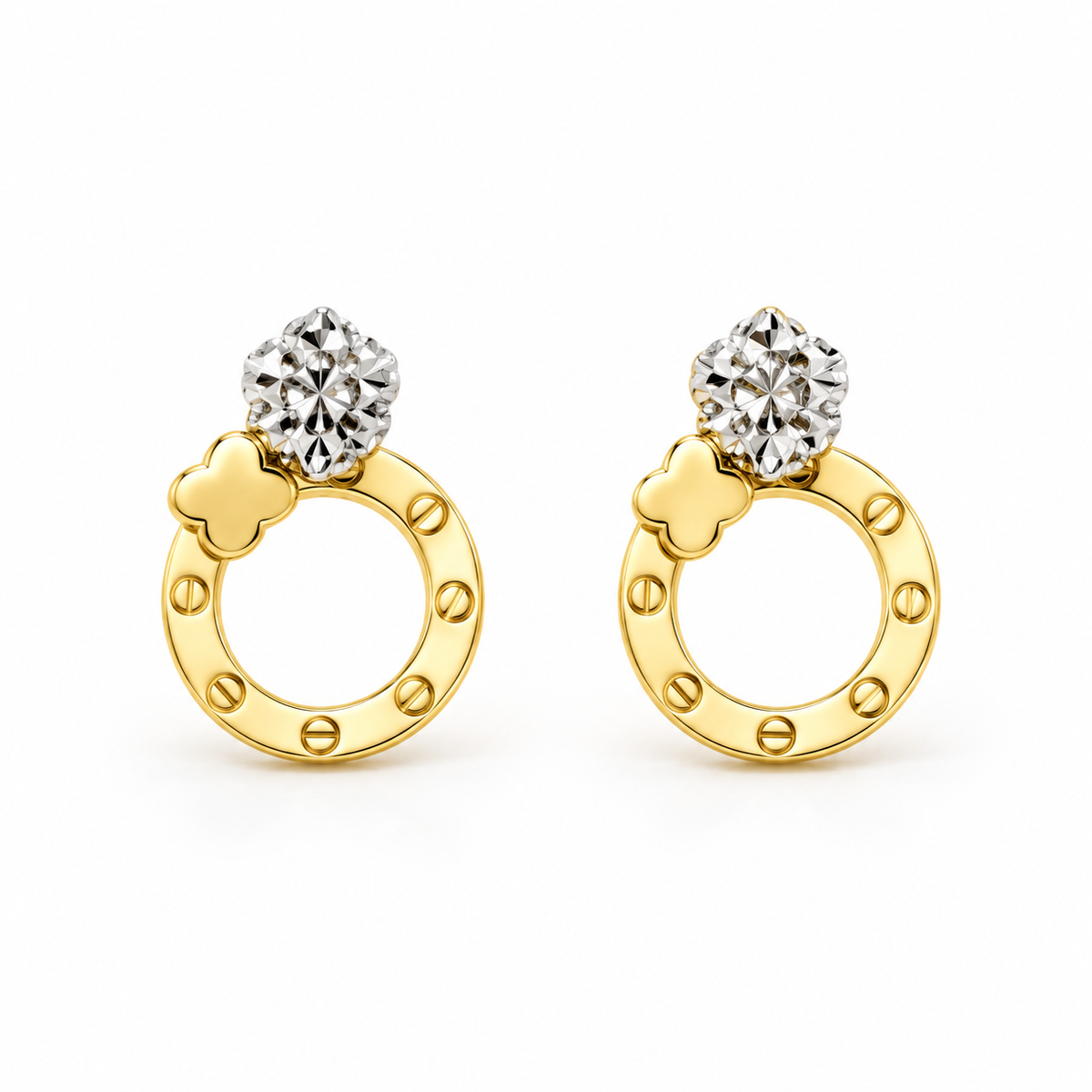 Halo Clover Stud Earrings