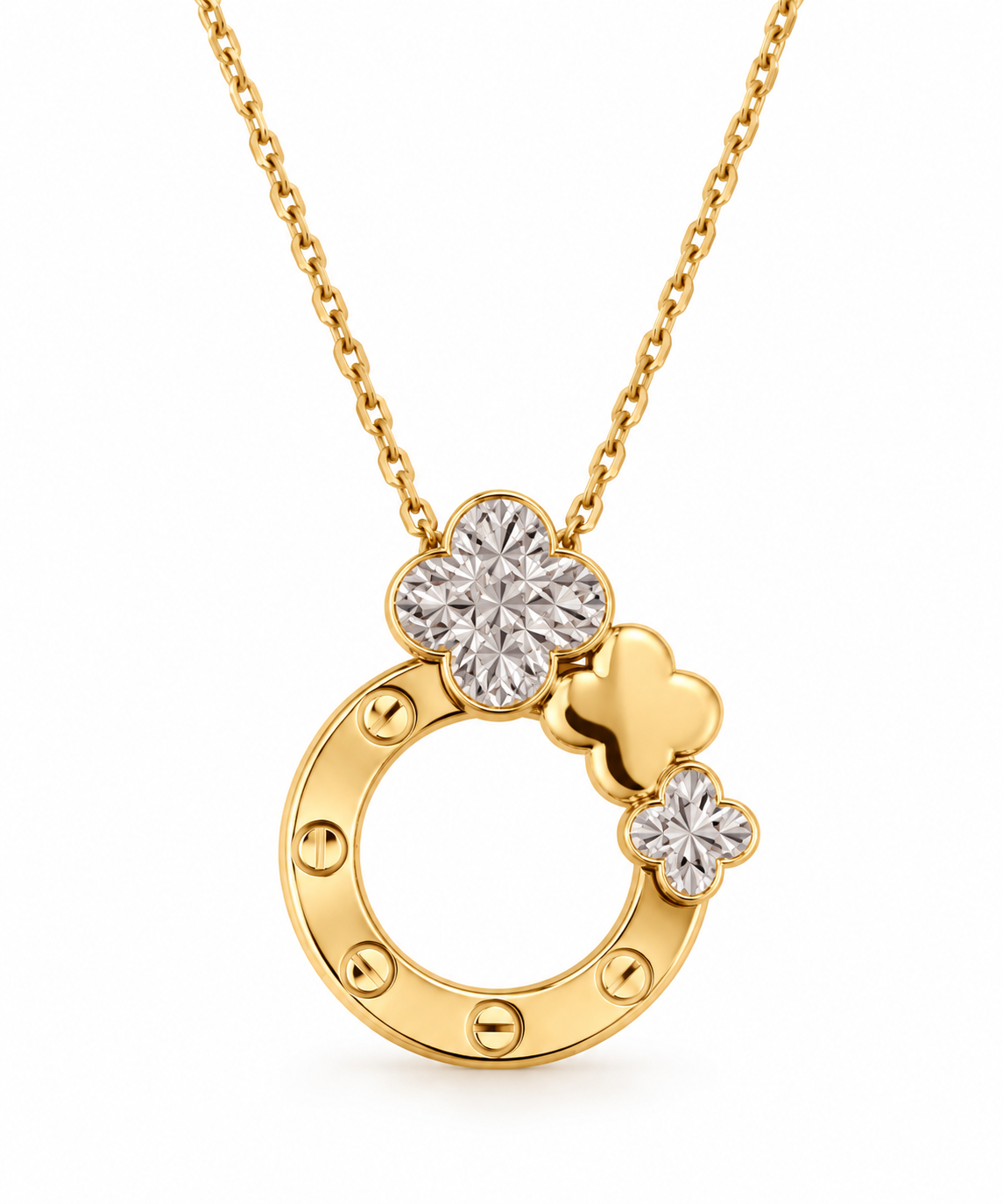 Celeste Clover Ring Necklace