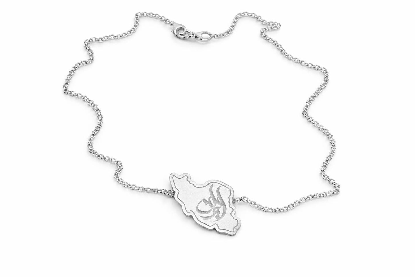 Iran Map Necklace – Matte Silver