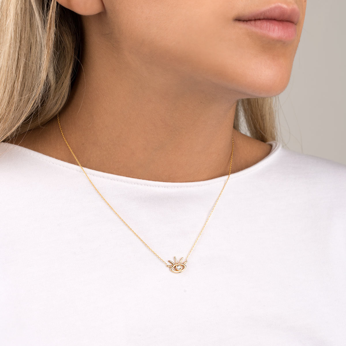 Single-Crystal Eye Pendant Necklace