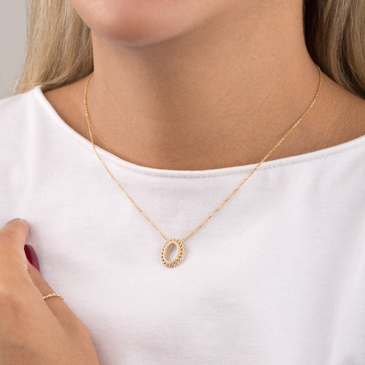 Oval Pendant Necklace with Crystals