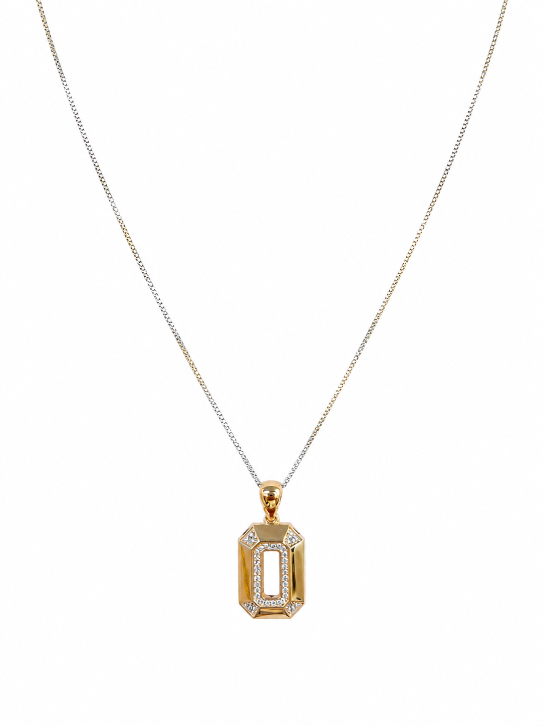 Two-Tone Geometric Pendant Necklace