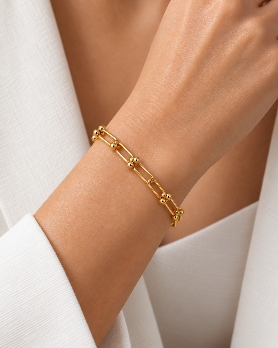 Alternating Beaded Paperclip Bracelet