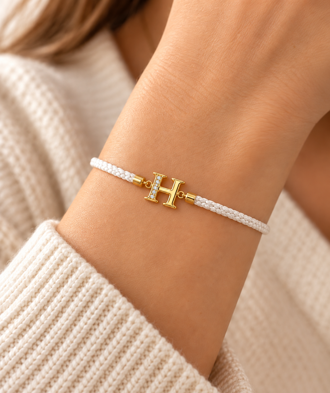 Initial “H” Cord Bracelet