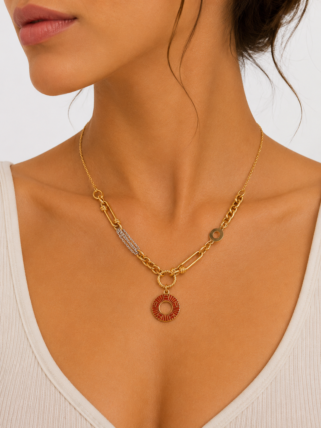 Mixed Link Pendant Necklace