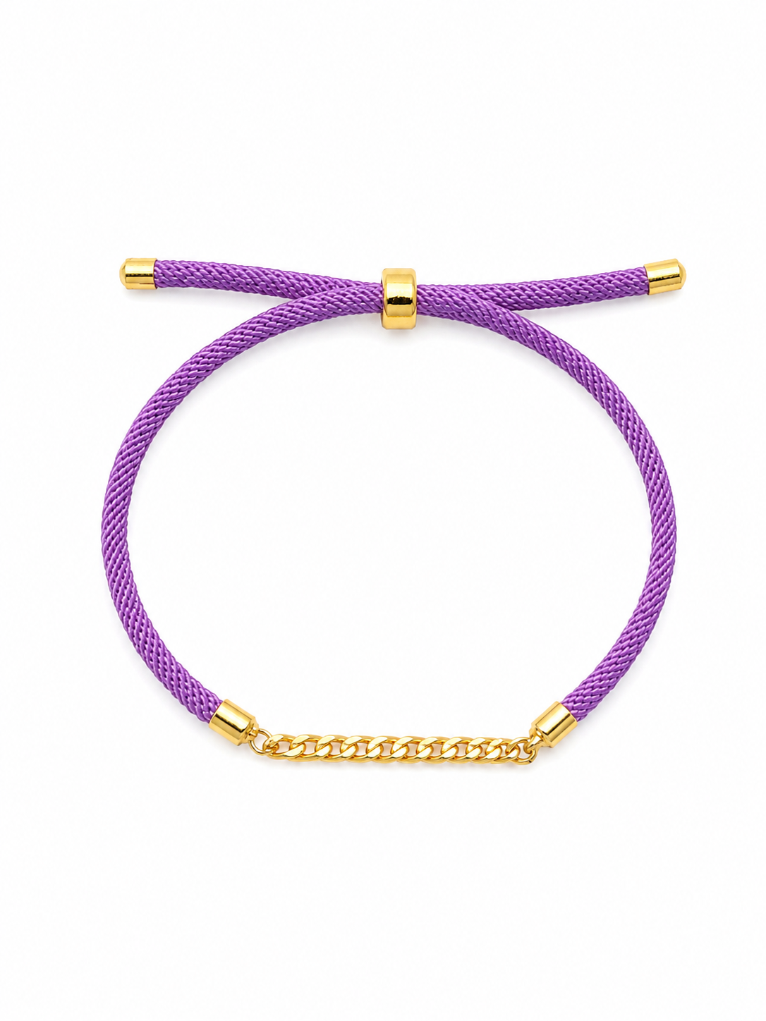 Chain Accent Purple Cord Bracelet