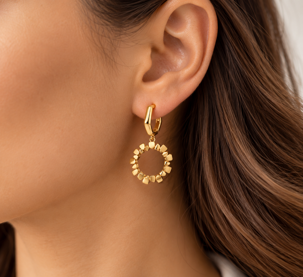 Faceted Halo Drop Earrings