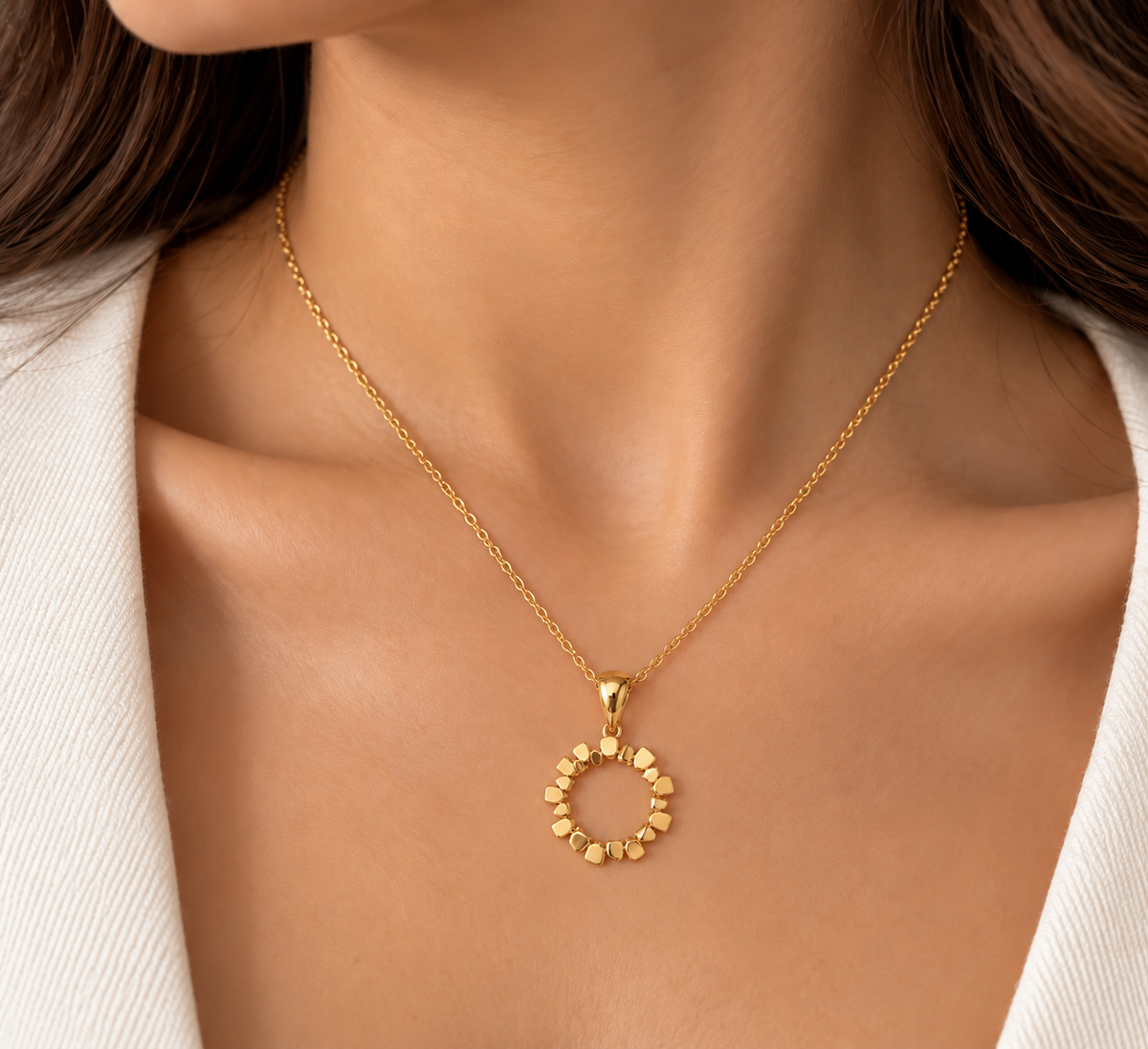 Faceted Halo Pendant Necklace