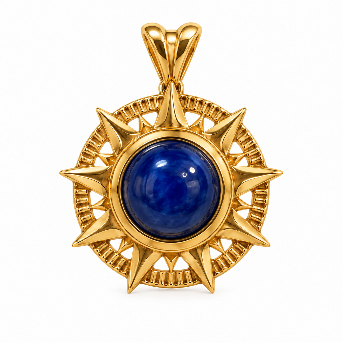 Blue Sunburst Pendant Necklace