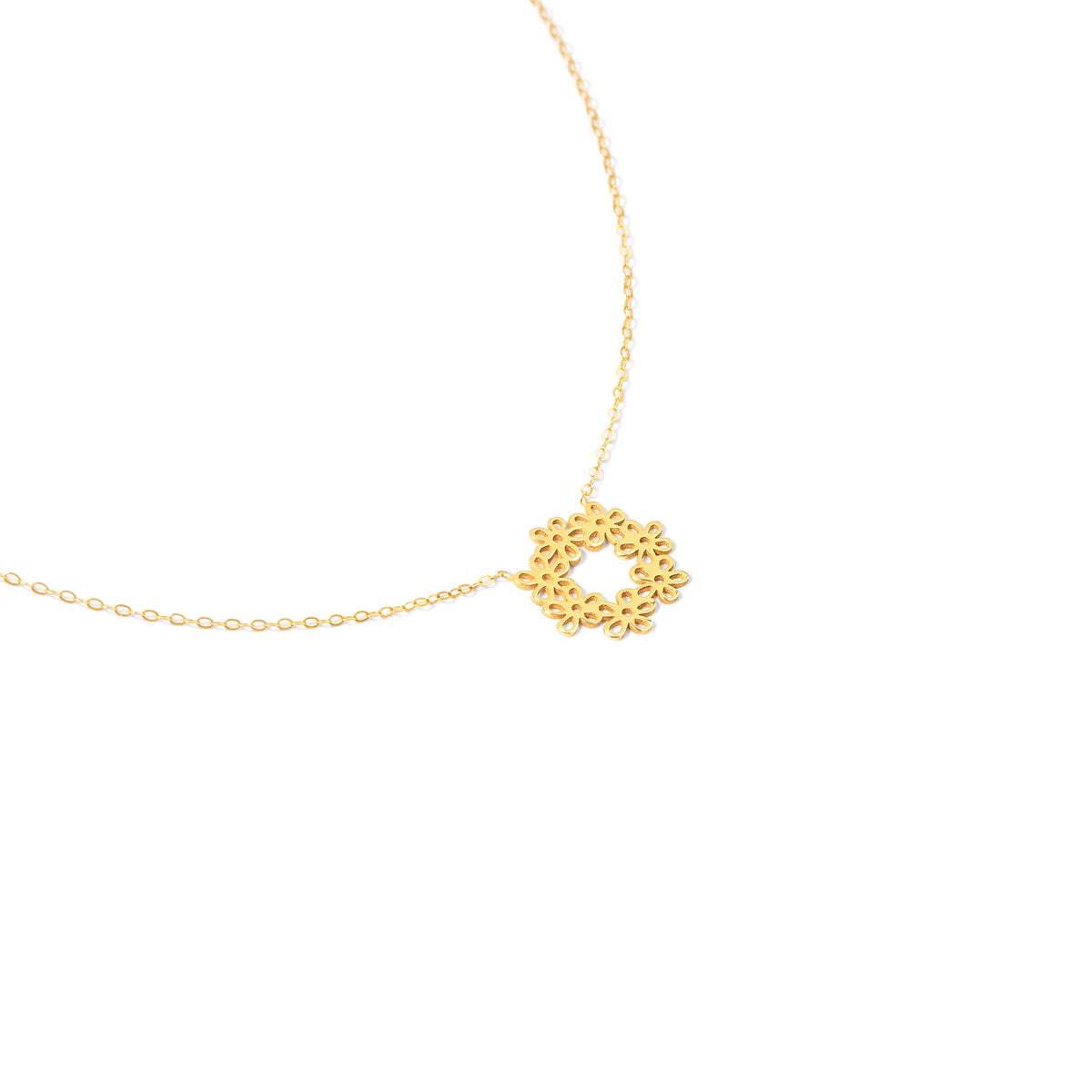 Circular Floral Pendant Necklace