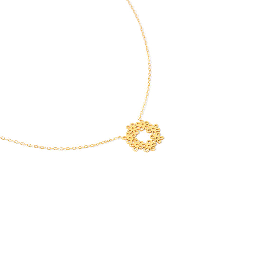 Circular Floral Pendant Necklace