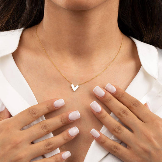 White Heart Pendant Necklace