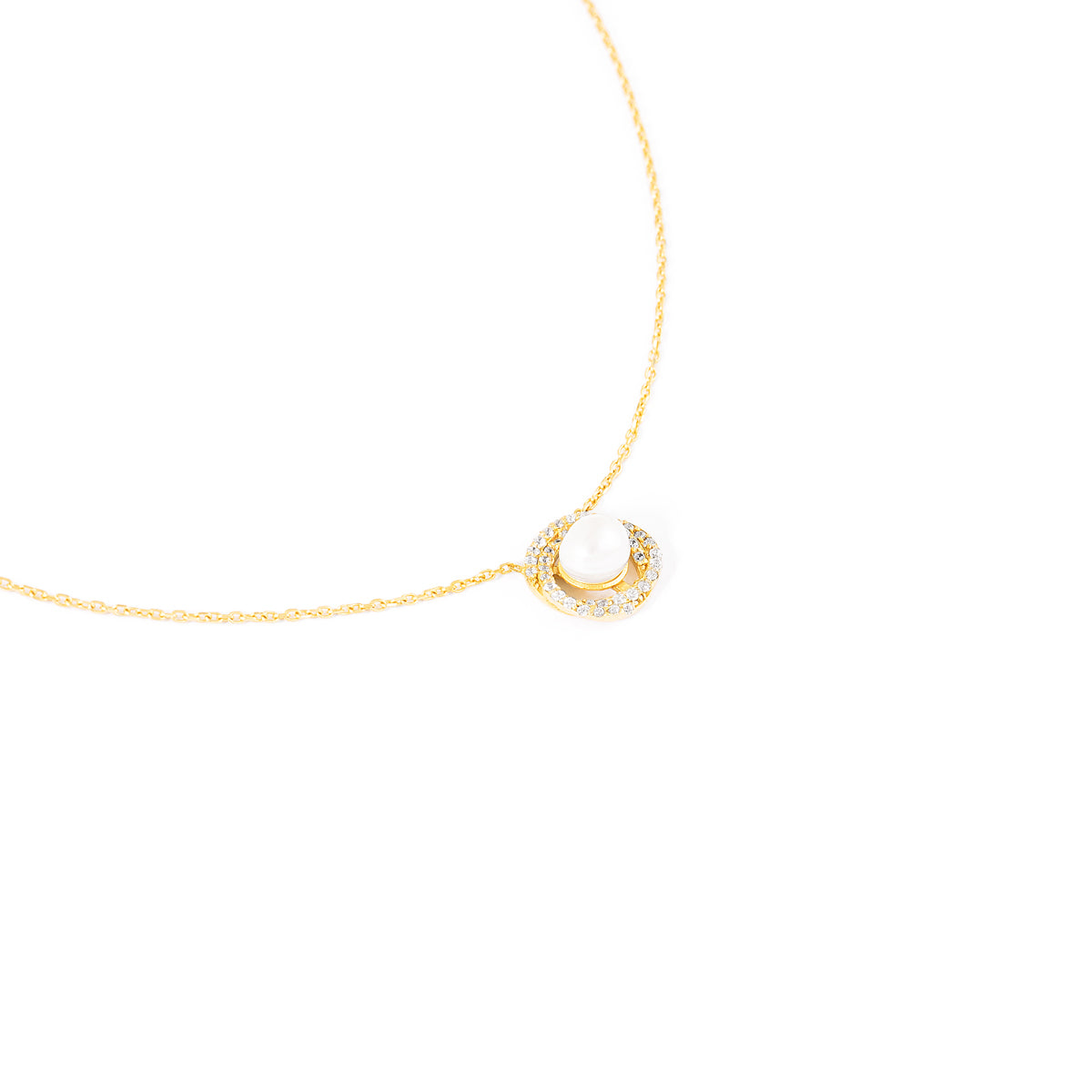 Pearl Frame Pendant Necklace with Crystals