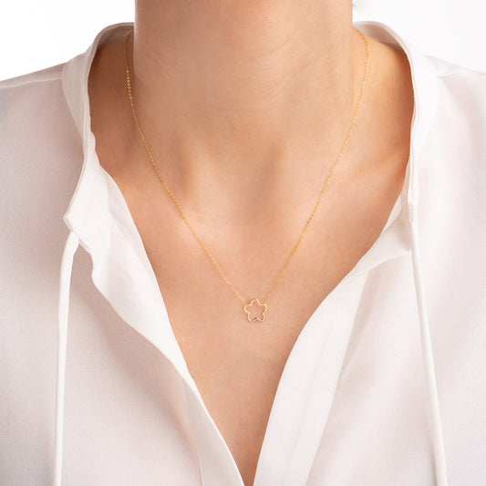 Five-Petal Flower Pendant Necklace