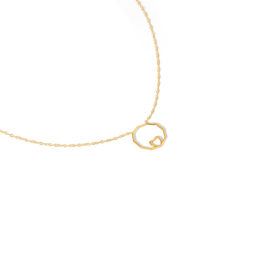 Heart-in-Decagon Pendant Necklace
