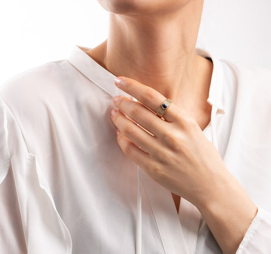 Tears navy blue ring