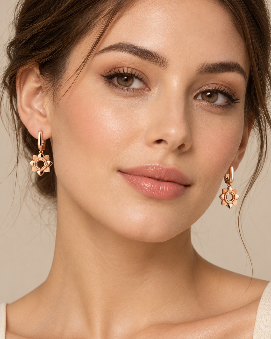Rose Gold Sunburst Drop Earrings