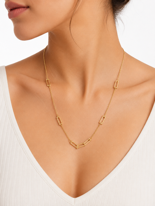 Paperclip Link Station Necklace