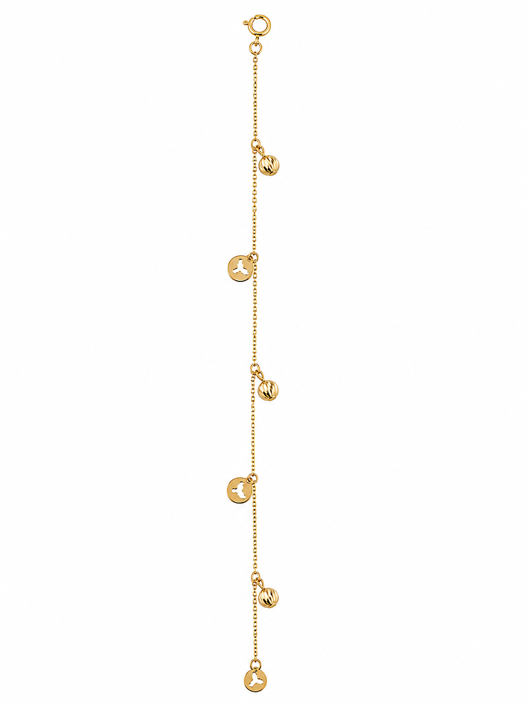 Minimal Gold Charm Bracelet with Faceted Beads
