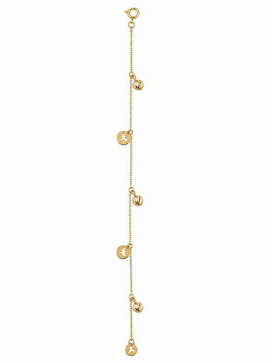 Minimal Gold Charm Bracelet with Faceted Beads