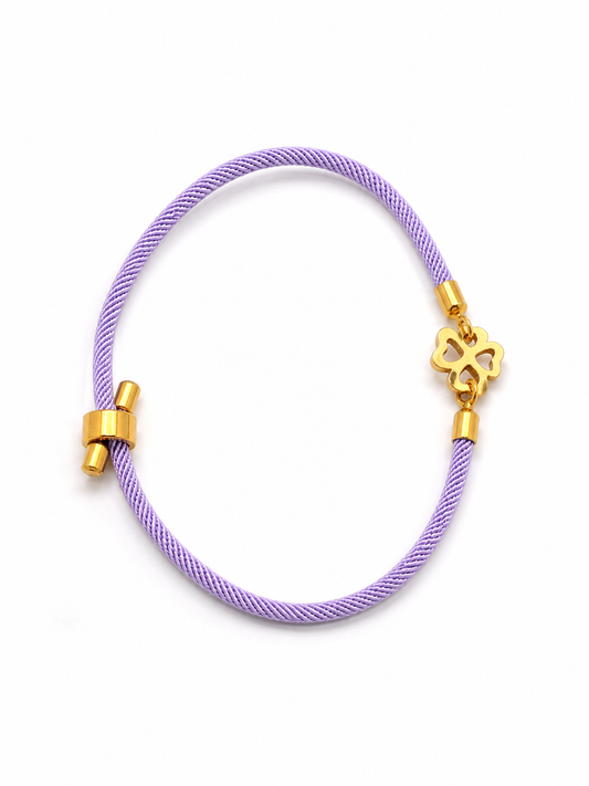 Four-Leaf Clover Lavender Cord Bracelet