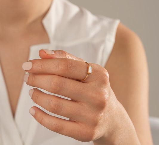 Shell rectangle ring