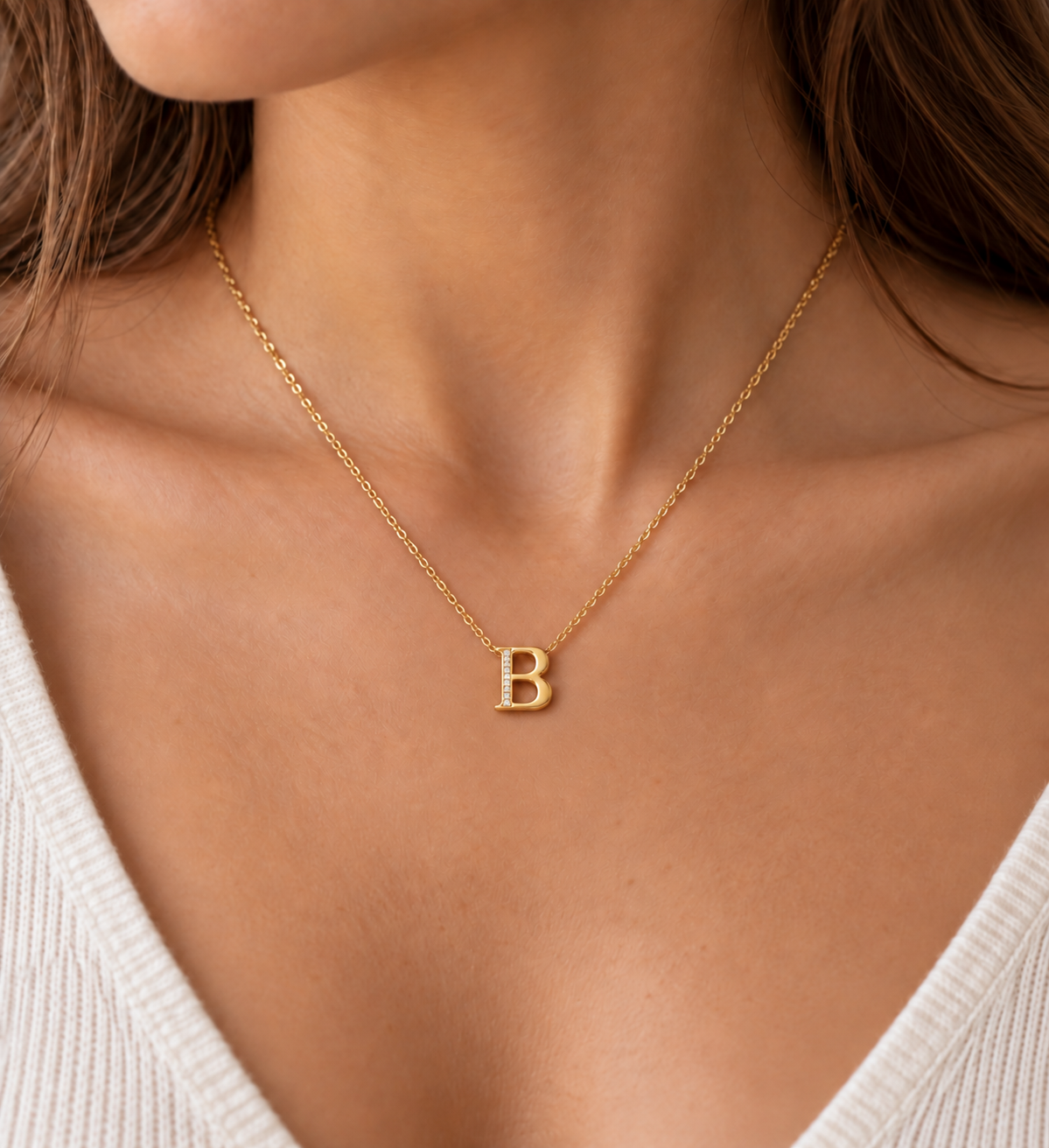 Crystal Initial “B” Necklace