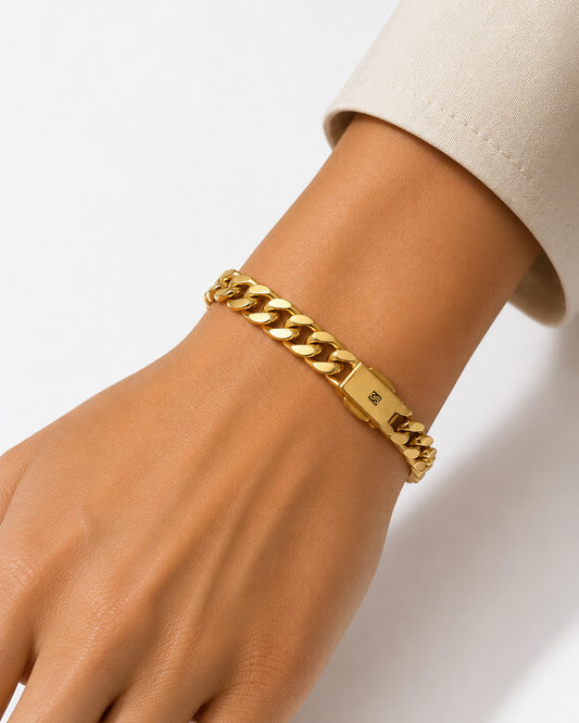 Cartier-Style Cuban Link Gold Bracelet