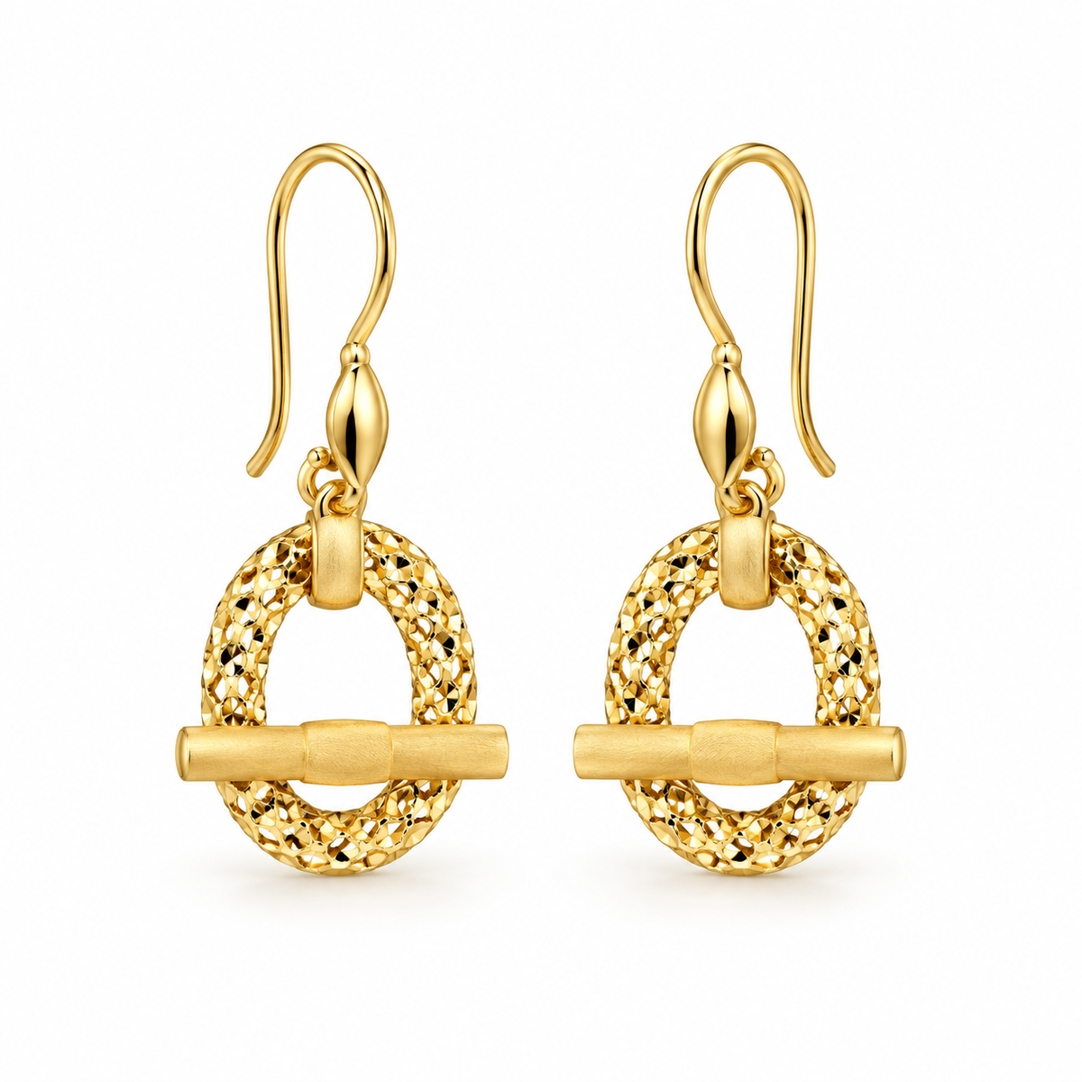 Textured Oval Drop Earrings