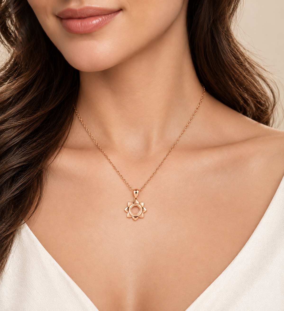 Rose Gold Sunflower Pendant Necklace